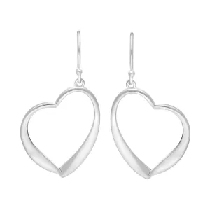 Sterling Silver Open Heart Drop Earrings D
