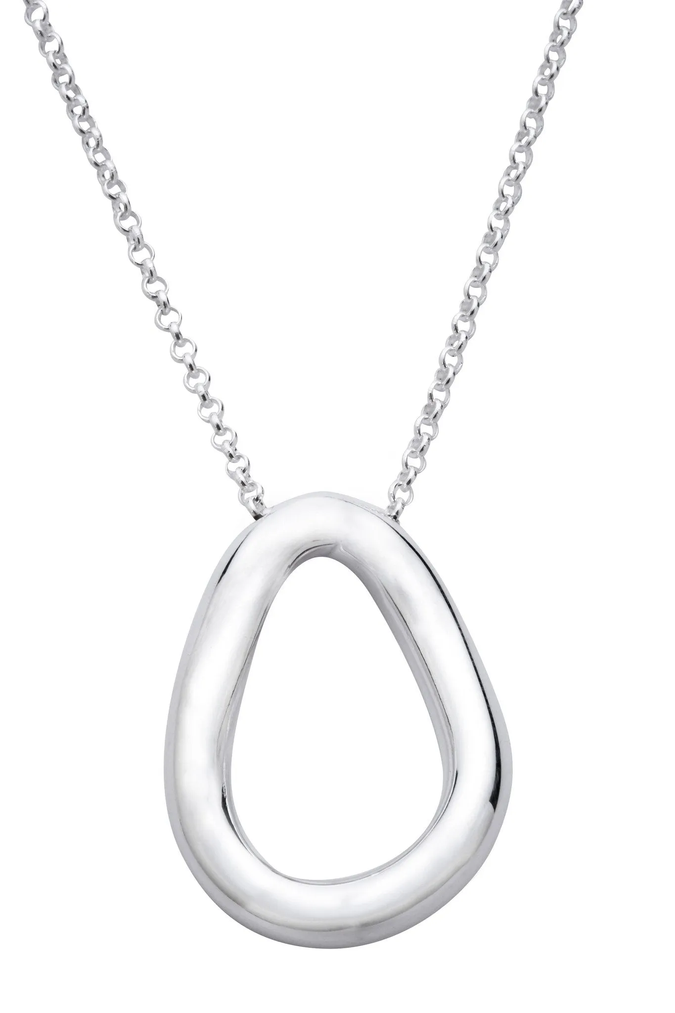 Sterling Silver Open Pear Shaped Necklace