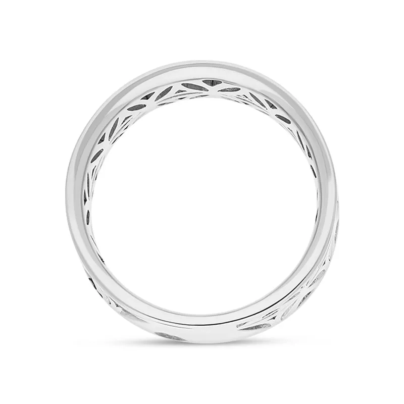 Sterling Silver Pierced Floral Wide Ring D