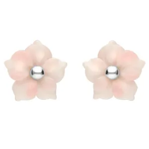 Sterling Silver Pink Conch Tuberose 8mm Carnation Stud Earrings