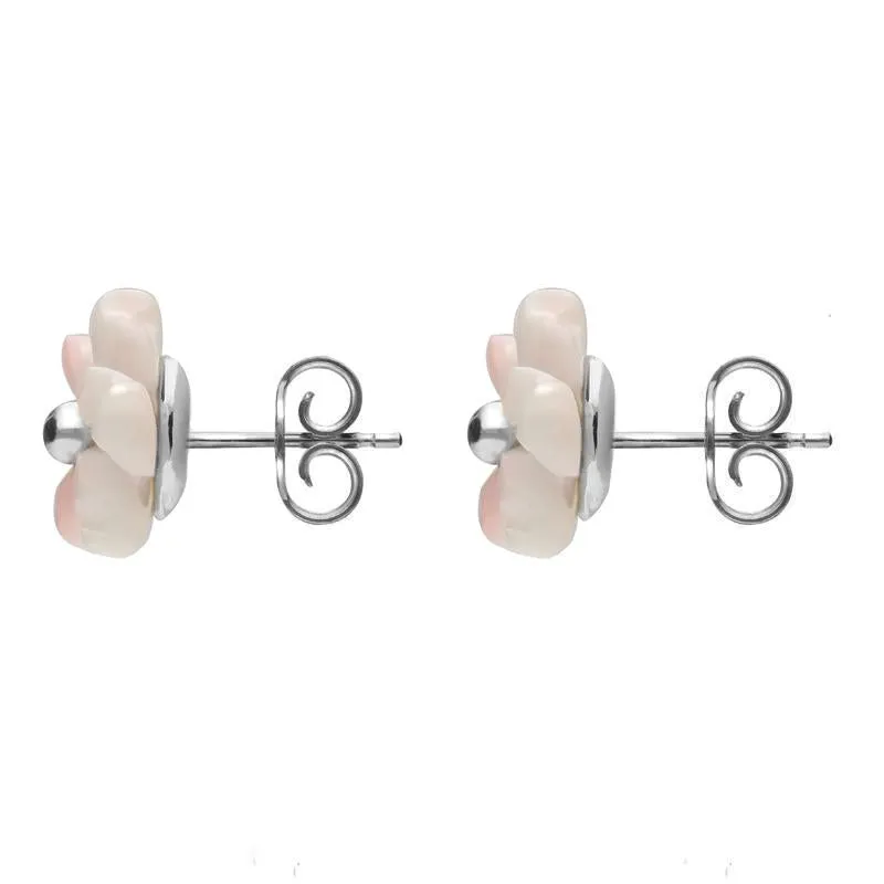 Sterling Silver Pink Conch Tuberose 8mm Carnation Stud Earrings