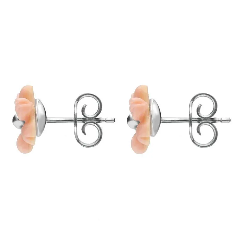 Sterling Silver Pink Conch Tuberose 8mm Dahlia Stud Earrings