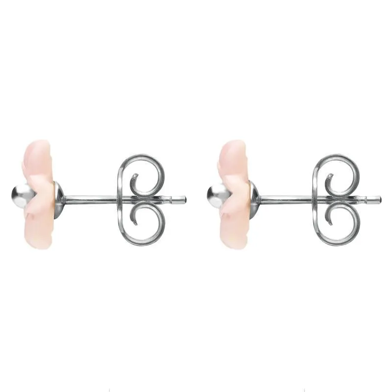 Sterling Silver Pink Conch Tuberose 8mm Desert Rose Stud Earrings