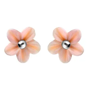 Sterling Silver Pink Conch Tuberose 8mm Desert Rose Stud Earrings