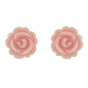 Sterling Silver Pink Conch Tuberose 8mm Rose Stud Earrings
