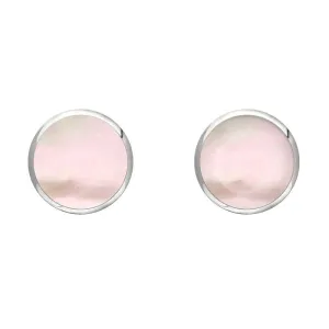 Sterling Silver Pink Mother of Pearl 6mm Classic Medium Round Stud Earrings