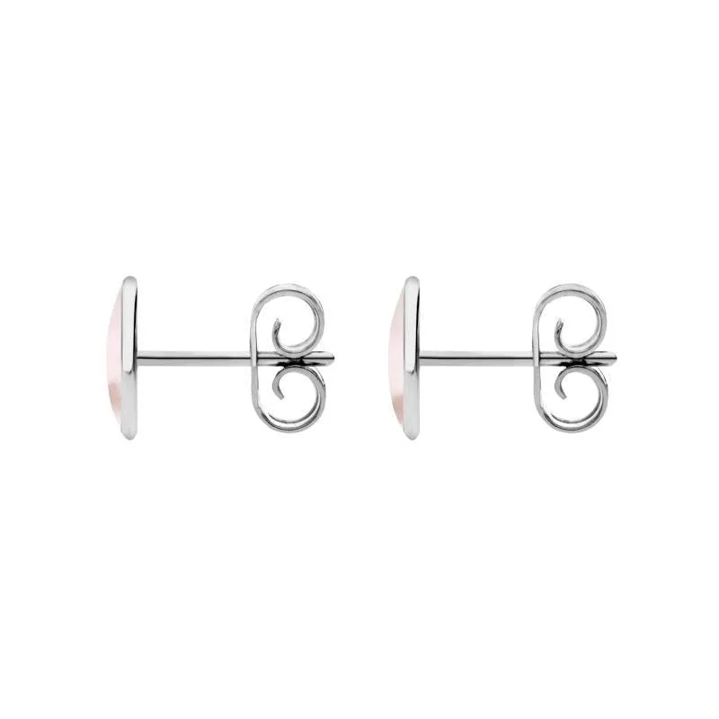 Sterling Silver Pink Mother of Pearl 8 x 6mm Classic Medium Oval Stud Earrings