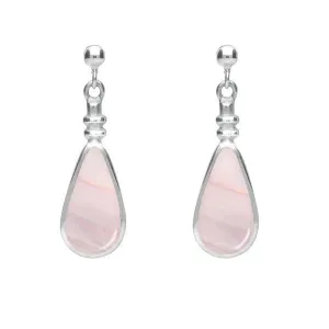 Sterling Silver Pink Mother of Pearl Bottle Top Pear Drop Earrings