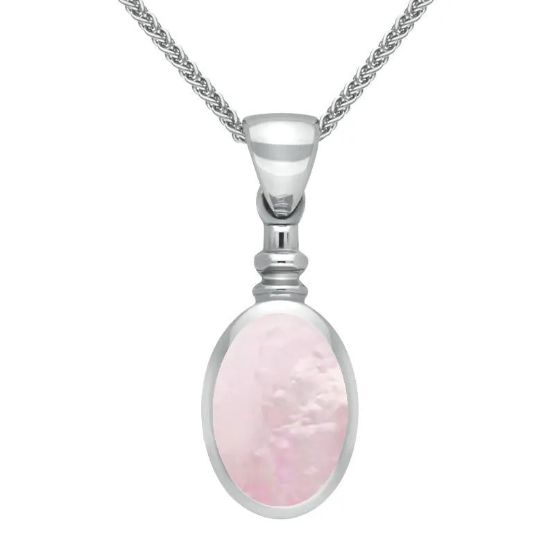 Sterling Silver Pink Mother Of Pearl Bottletop Necklace