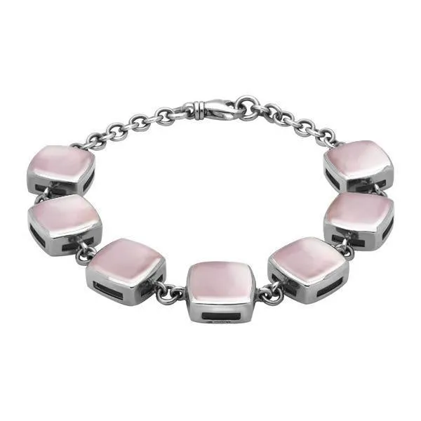 Sterling Silver Pink Mother of Pearl Cushion Bracelet