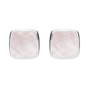 Sterling Silver Pink Mother of Pearl Cushion Stud Earrings