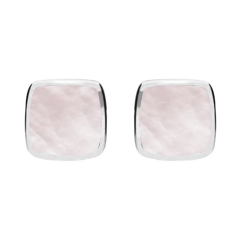 Sterling Silver Pink Mother of Pearl Cushion Stud Earrings