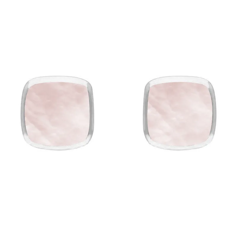 Sterling Silver Pink Mother of Pearl Dinky Cushion Stud Earrings