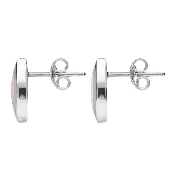 Sterling Silver Pink Mother of Pearl Framed Marquise Stud Earrings