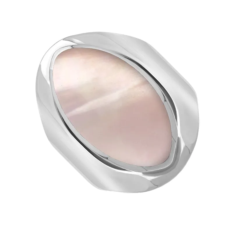 Sterling Silver Pink Mother of Pearl Medium Oval Ring