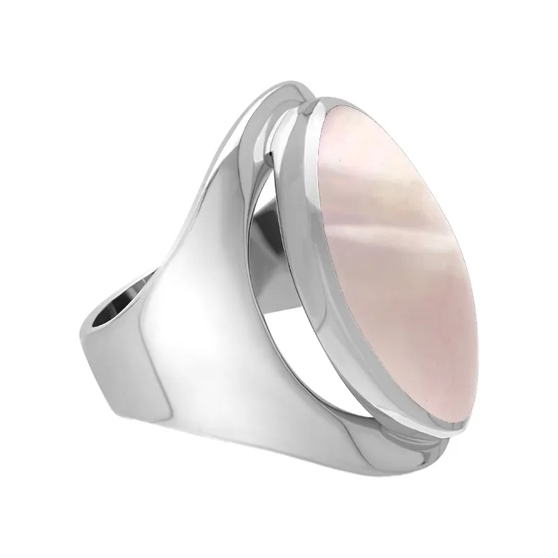 Sterling Silver Pink Mother of Pearl Medium Oval Ring