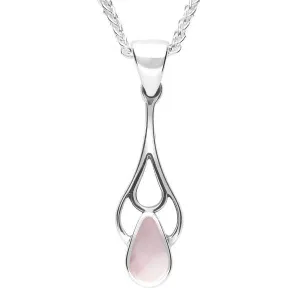 Sterling Silver Pink Mother of Pearl Pear Spoon Necklace
