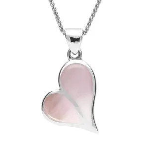 Sterling Silver Pink Mother Of Pearl Split Heart Necklace