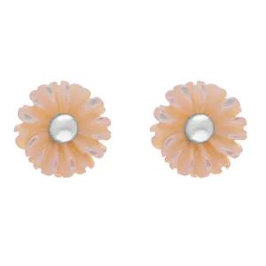 Sterling Silver Pink Mother of Pearl Tuberose 6mm Daisy Stud Earrings