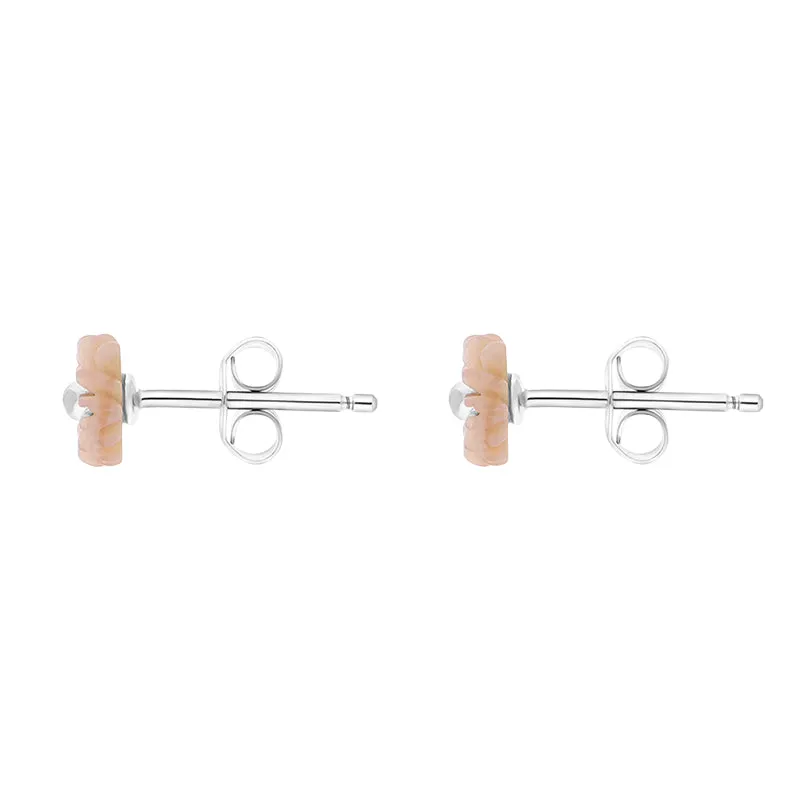 Sterling Silver Pink Mother of Pearl Tuberose 6mm Daisy Stud Earrings