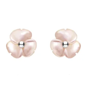 Sterling Silver Pink Mother of Pearl Tuberose 8mm Clover Stud Earrings