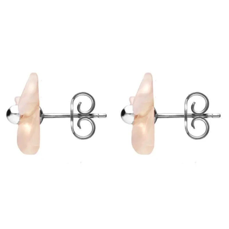 Sterling Silver Pink Mother of Pearl Tuberose 8mm Clover Stud Earrings