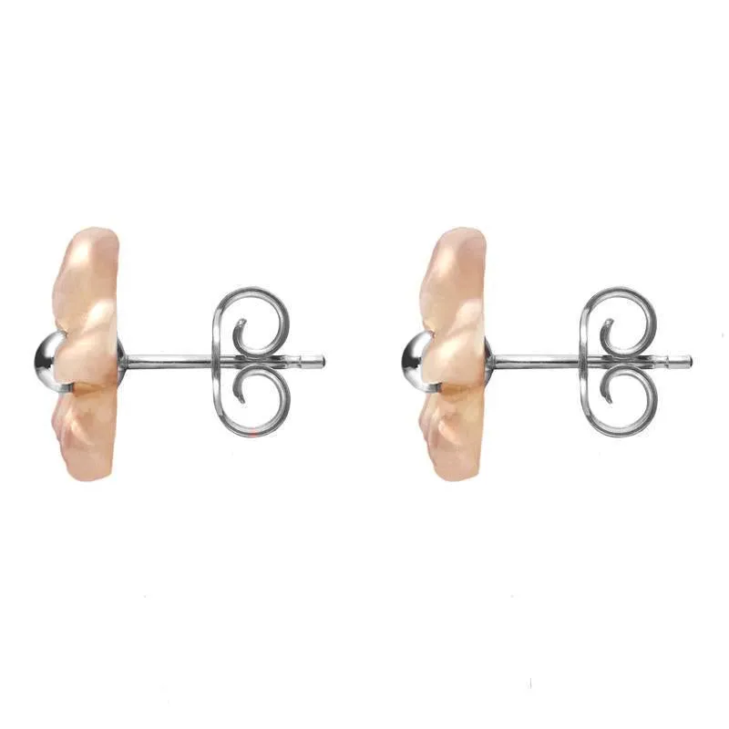 Sterling Silver Pink Mother of Pearl Tuberose 8mm Pansy Stud Earrings