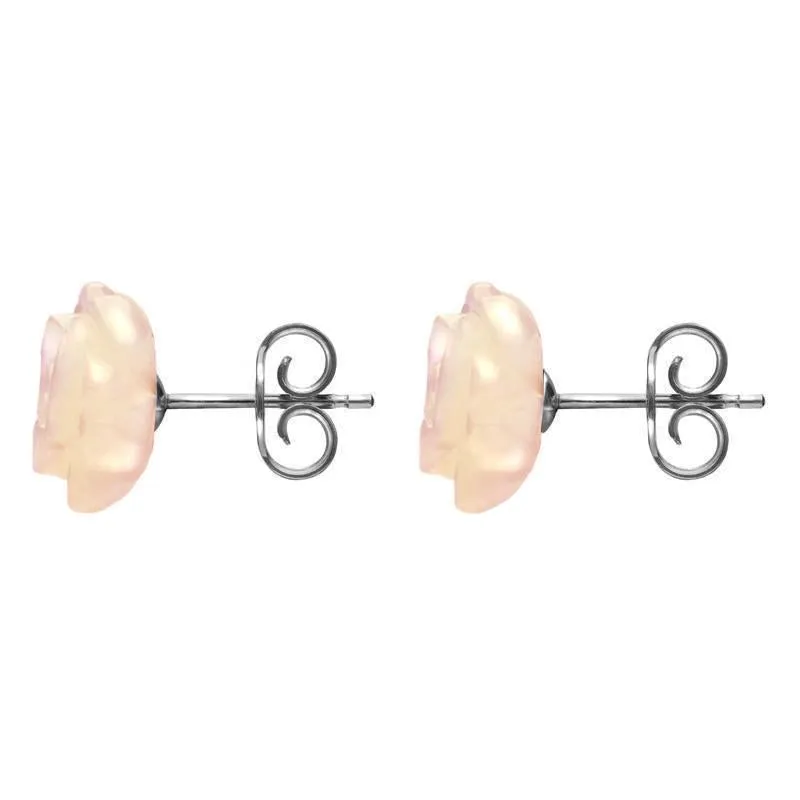 Sterling Silver Pink Mother of Pearl Tuberose 8mm Rose Stud Earrings