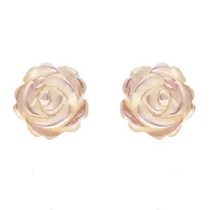 Sterling Silver Pink Mother of Pearl Tuberose 8mm Rose Stud Earrings