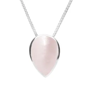 Sterling Silver Pink Mother of Pearl Upside Down Pear Necklace