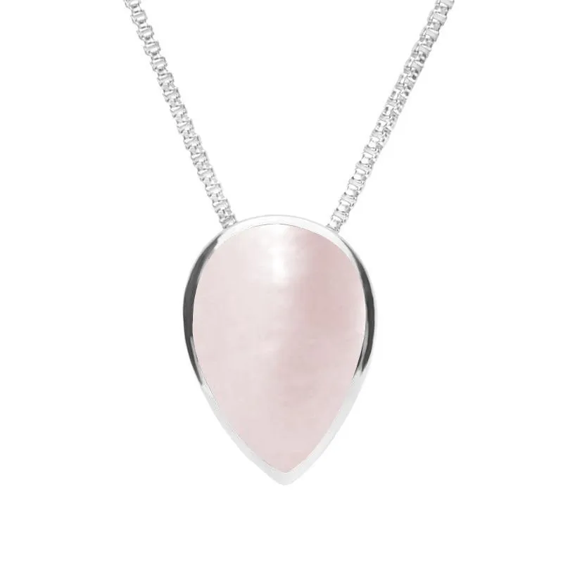Sterling Silver Pink Mother of Pearl Upside Down Pear Necklace