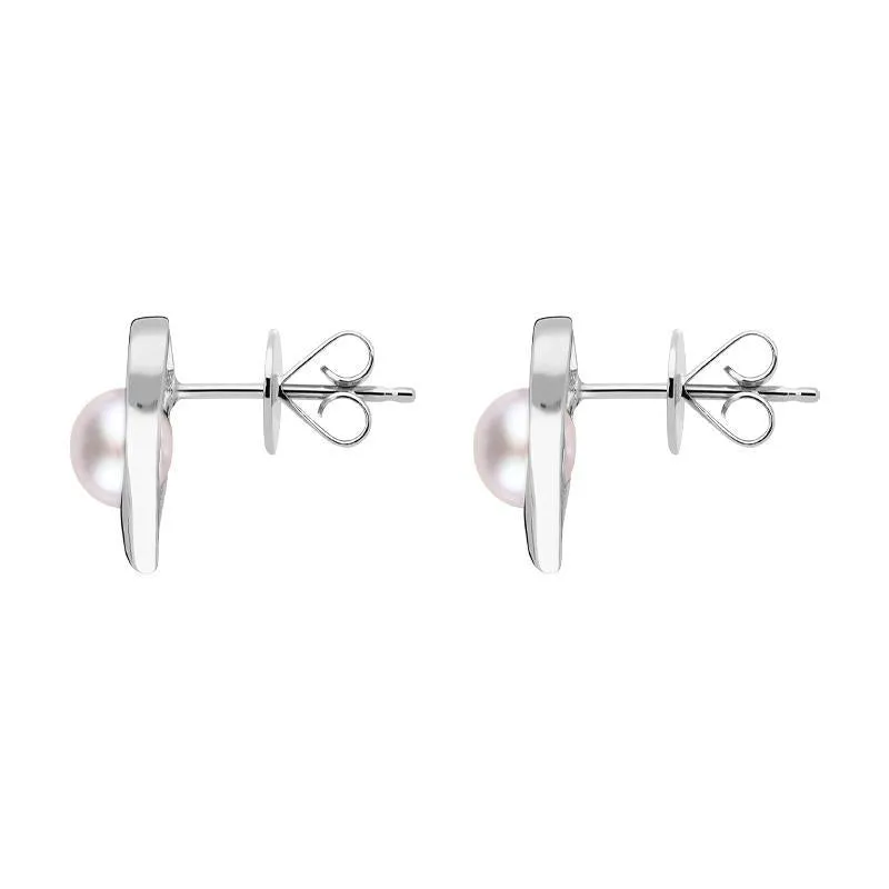 Sterling Silver Pink Pearl Open Heart Stud Earrings