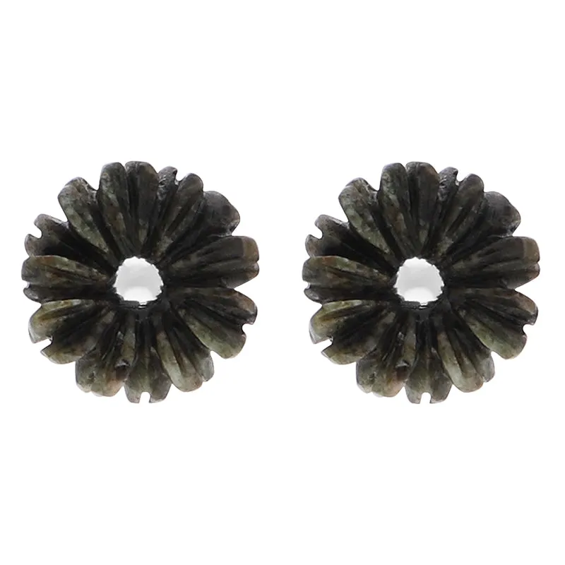 Sterling Silver Preseli Blue Stone Tuberose Daisy 8mm Stud Earrings