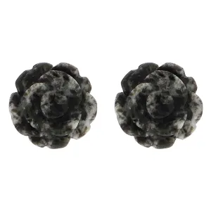 Sterling Silver Preseli Blue Stone Tuberose Flower 10mm Stud Earrings