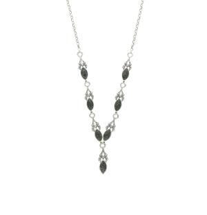Sterling Silver Preseli Bluestone Seven Stone Marquise Necklace