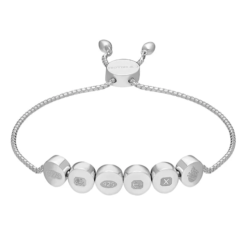 Sterling Silver Queen's Jubilee Hallmark Round Disc Adjustable Bracelet D
