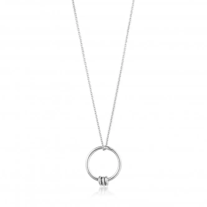 Sterling Silver Rhodium Plated Modern Circle Necklace N002-01H