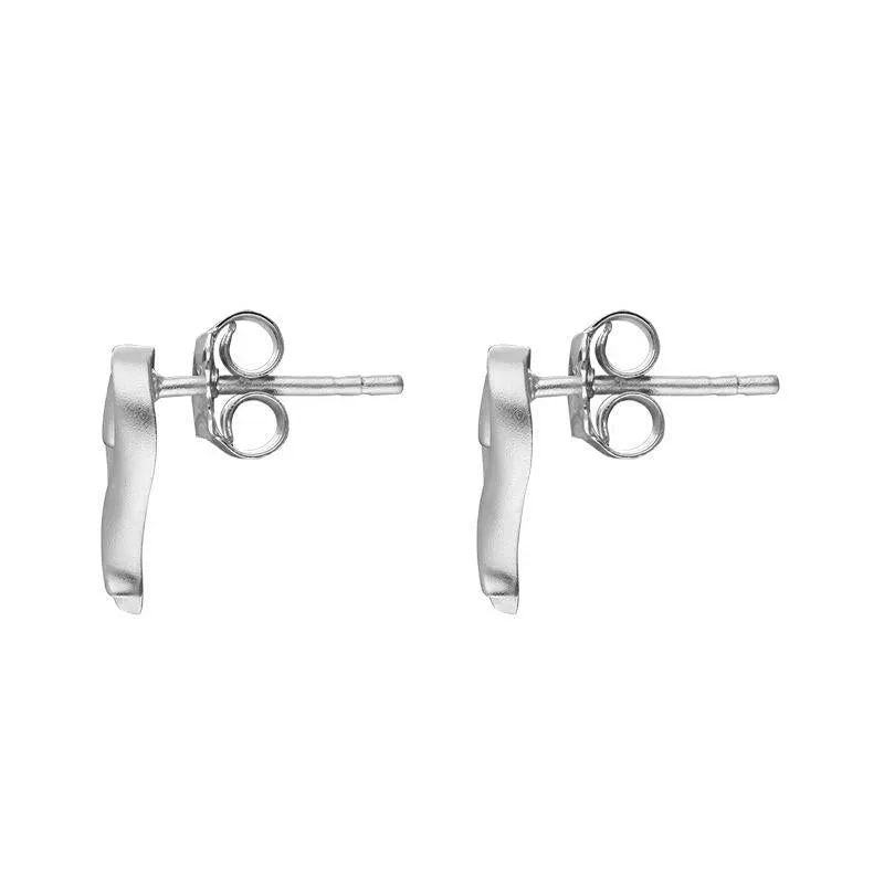 Sterling Silver Ribbon Effect Heart Stud Earrings D