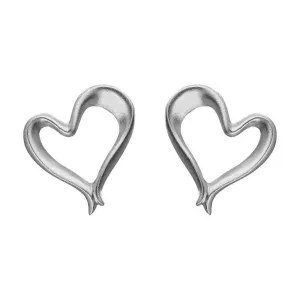 Sterling Silver Ribbon Effect Heart Stud Earrings D