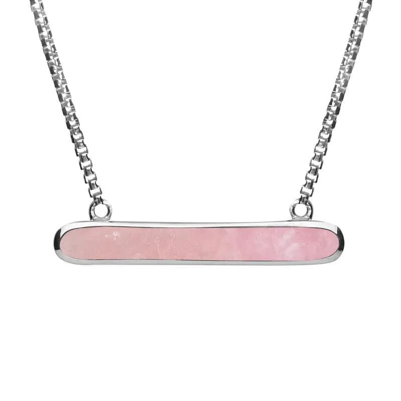 Sterling Silver Rose Quartz Lineaire Oval Necklace