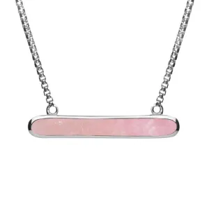 Sterling Silver Rose Quartz Lineaire Oval Necklace