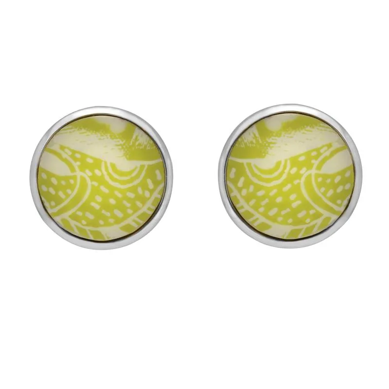 Sterling Silver Royal Crown Derby Mikado Lime Stud Earrings