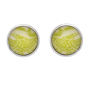 Sterling Silver Royal Crown Derby Mikado Lime Stud Earrings