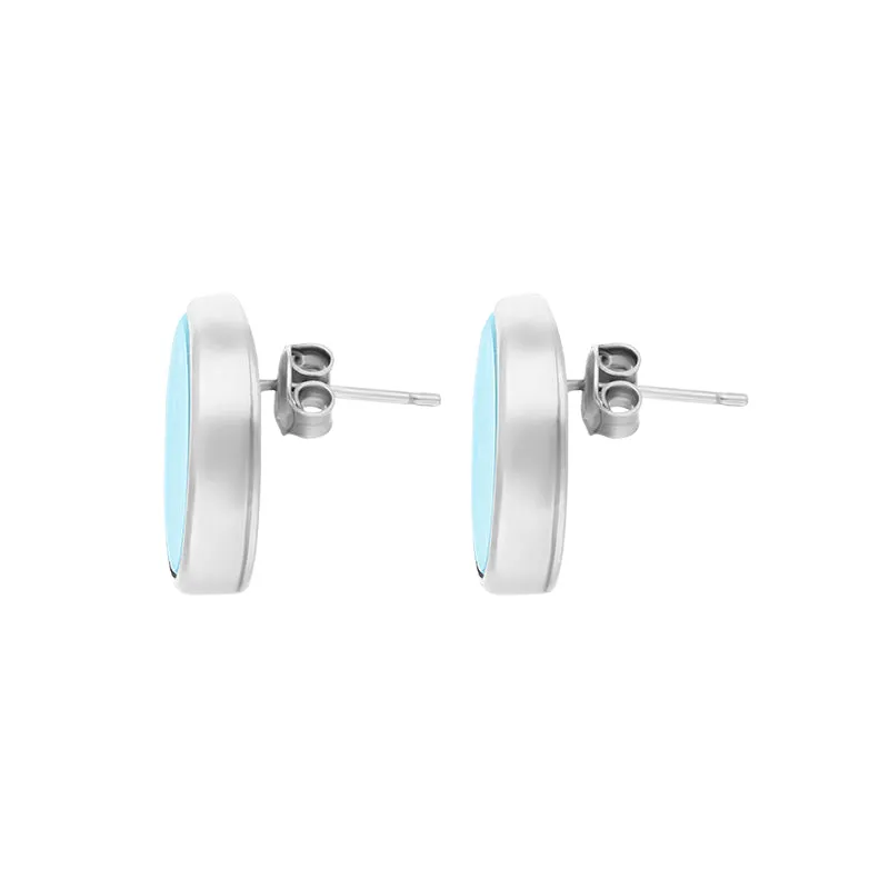 Sterling Silver Royal Crown Derby Mikado Turquoise Large Round Stud Earrings D