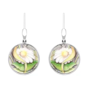 Sterling Silver Royal Doulton China Wind In The Willows Flower Drop Earrings