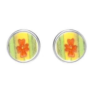 Sterling Silver Royal Doulton China Wind In The Willows Flower Stud Earrings