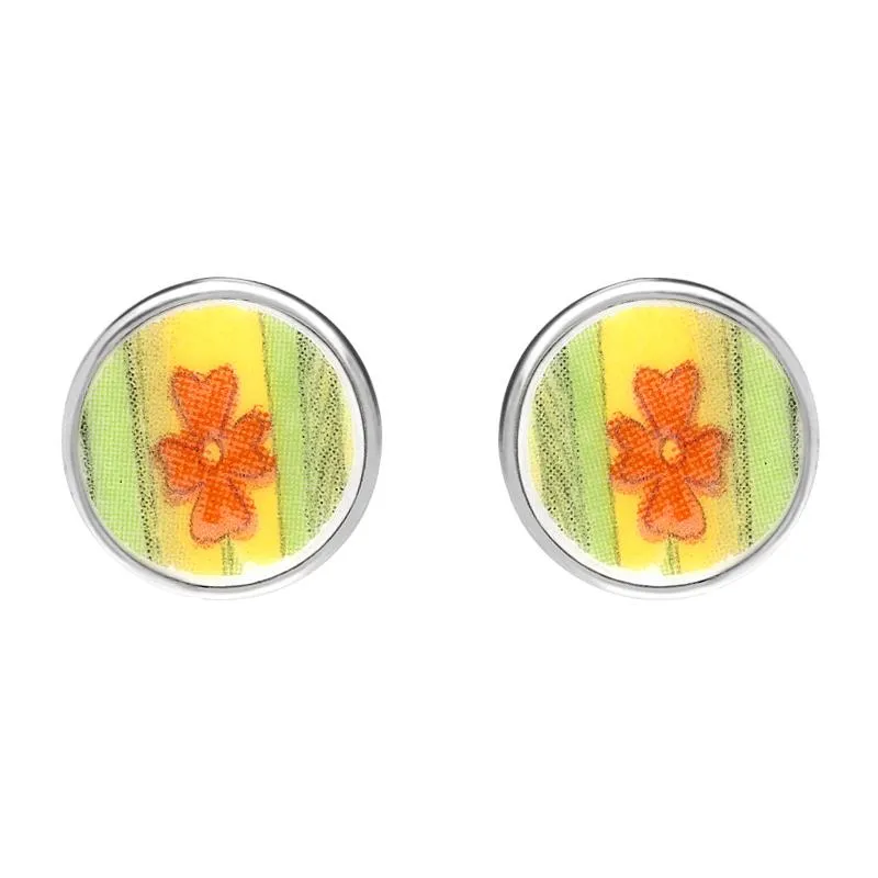 Sterling Silver Royal Doulton China Wind In The Willows Flower Stud Earrings