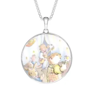 Sterling Silver Royal Doulton China Wind In The Willows Round Necklace