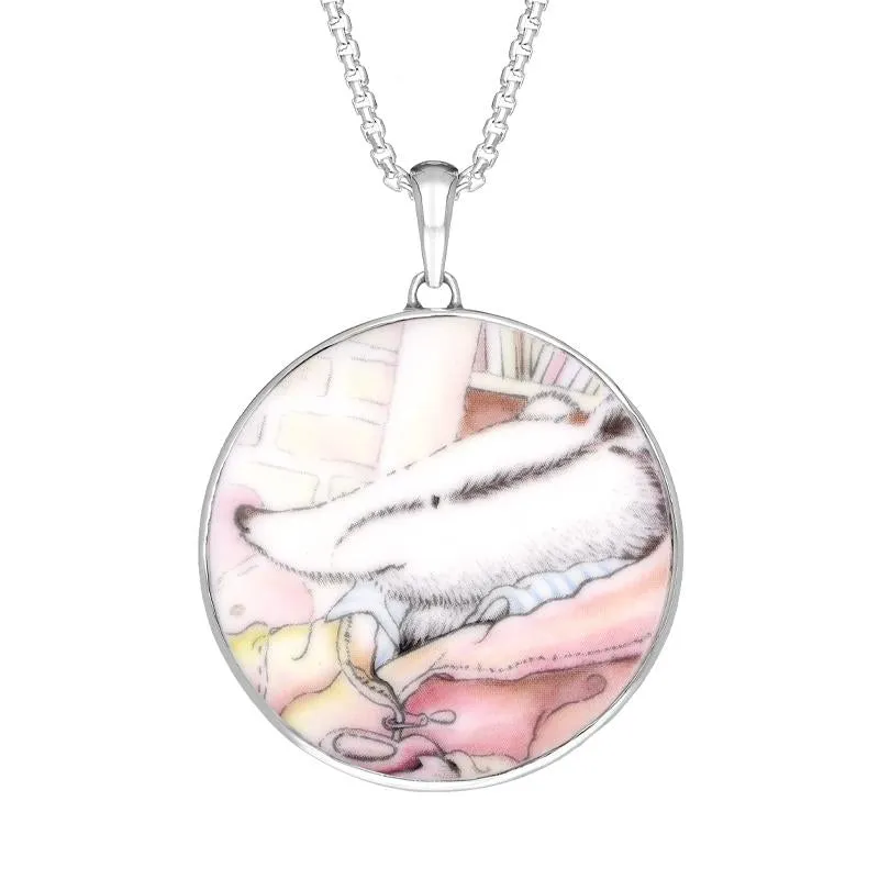 Sterling Silver Royal Doulton China Wind In The Willows Round Necklace