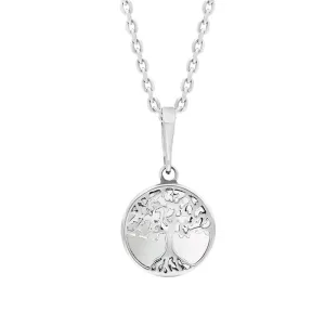 Sterling Silver Small Bauxite Round Tree of Life Necklace